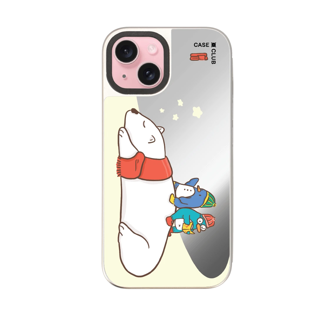 หมีขั้วโลกนอนเล่นกันเพื่อนเพนกวิน